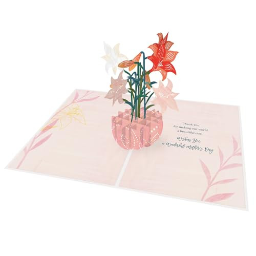 Mother’s Day Pop-Up Greeting Card – “Love Blooms” 3D Stargazer Lilies for Mom, - Picture 2 of 8
