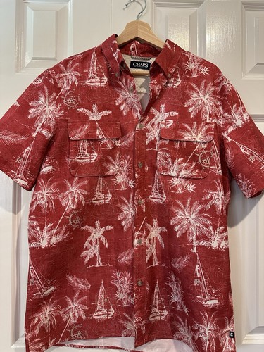 Chaps Hawaiian Men’s Short Sleeve Shirt Button Down Size M Casual Beach Wear - Picture 1 of 9