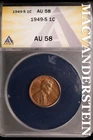 1949-S Lincoln Wheat Cent-ANACS AU 58 Almost Uncirculated No Reserve #SLK1028