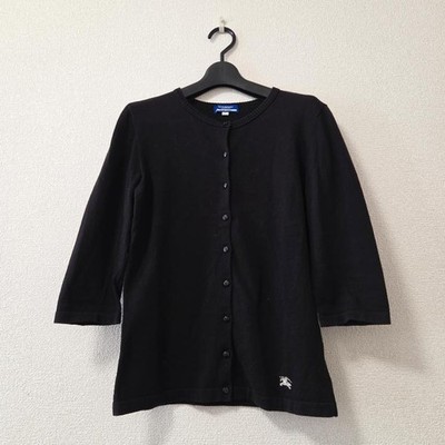 バーバリーブルーレーベルＭ Burberry Blue Label Cardigan Iconic Logo Top Black Women Size38/XS