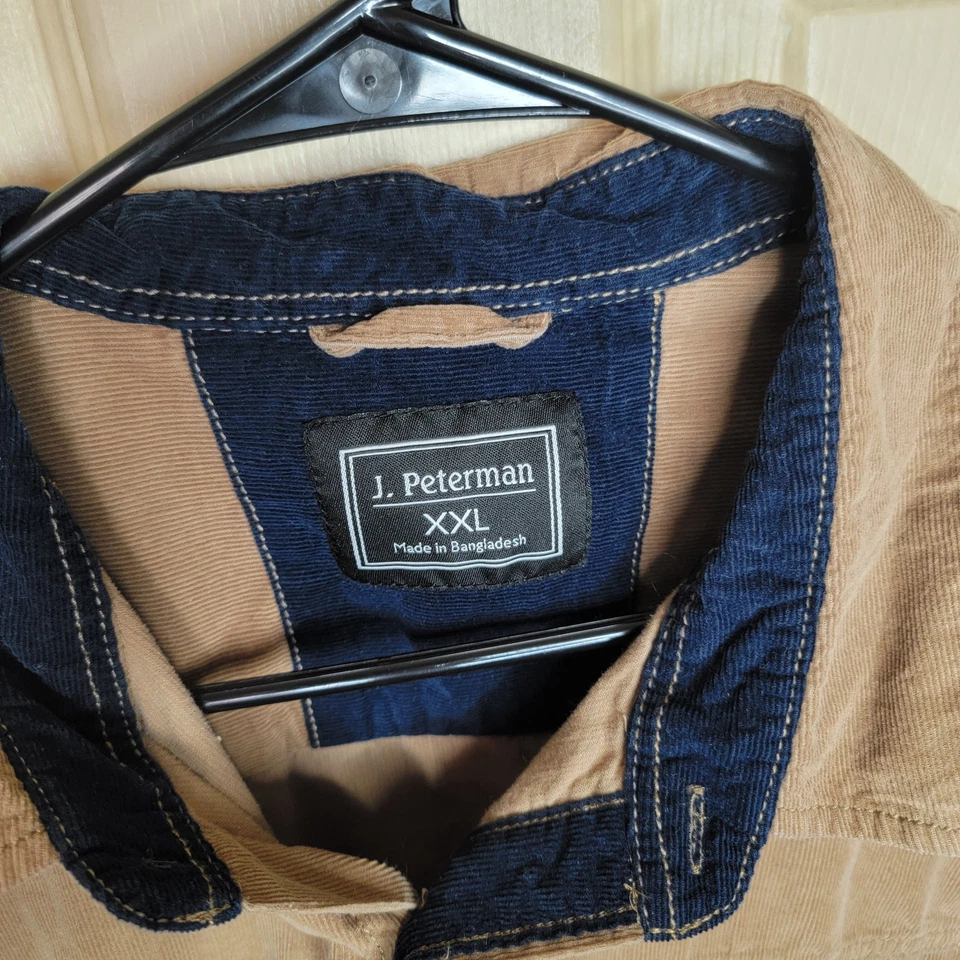 Camisa J. Peterman Company Marrón Tostado Pana Manga Larga Botón Para Hombre XXL Foto 3 de 4