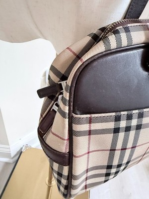 AUTHENTIC Burberry Shoulder Bag Nova Check Beige Brown Canvas