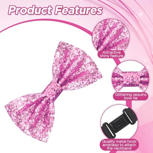 Solid Men's Pre-Tied Bow Tie Glitter Shiny Sequins Bowtie for Light Pink - Bild 3 von 6