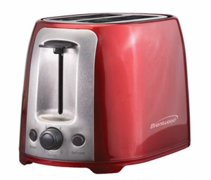 Brentwood 2 Slice Cool Touch Toaster Red and Stainless Steel 800w Toast
