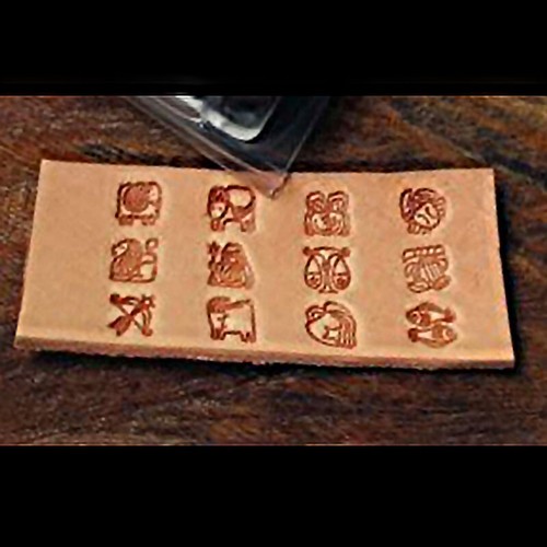 Leather craft 12 zodiac signs pattern Stamping Tool 12stamps with handle set - Picture 12 of 12