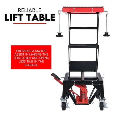 MOTORCYCLE JACK SCISSOR LIFT HOIST STAND BIKE LIFTER TROLLEY KART 136KG BLACK FS - Picture 6 of 11