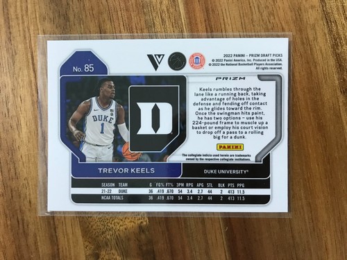 Selecciones del draft Panini Prizm 2022 White Sparkle Variation Trevor Keels #85 Rookie RC - Imagen 2 de 2