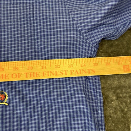 Tommy Hilfiger Shirt Mens Large Blue Check Button Up Long Sleeve Preppy Work - Picture 8 of 10