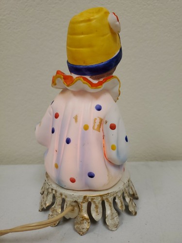 Vintage Porcelain Clown Lamp/Night Light on Metal Base Mid Century - Picture 3 of 8