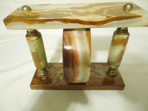 Ritz Wind-Up Alarm Clock Brown Marble w/ Brass Accents Rotating Dial Over 7 Lbs. - Picture 13 of 16
