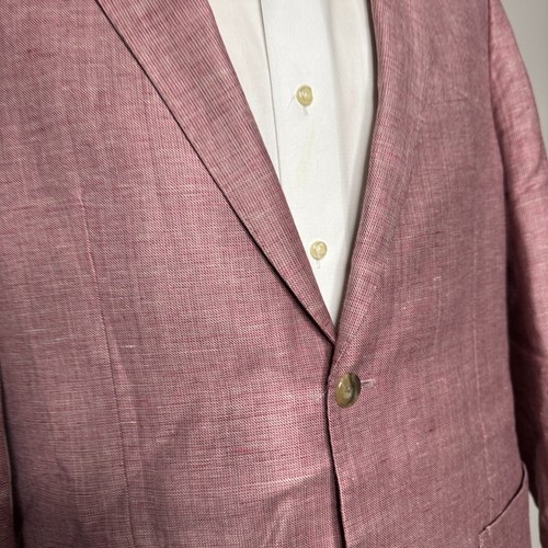 Jos A Bank Men's 42R Sport Coat Blazer Jacket Pink Linen Wool 2-Button - Picture 2 of 11