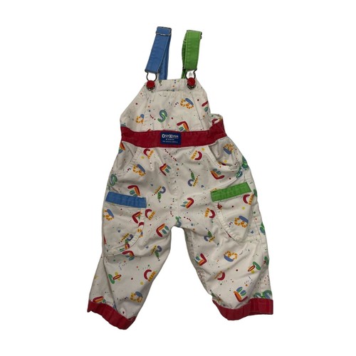 Vintage Oshkosh Baby B'gosh Latzhose Buchstaben AOP Kinder Baby Gr. 24M weiß