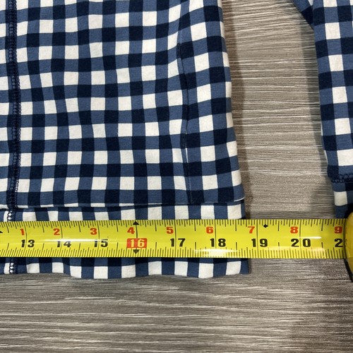 J CREW Hoodie Women S Full Zip Long Sleeve Blue White Gingham Check Jacket - Picture 3 of 15