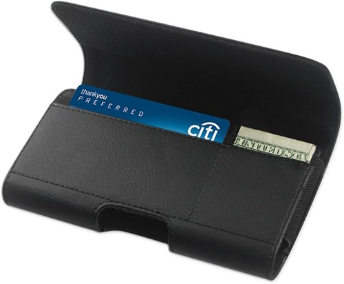 UNIVERSAL TASCHE passt (7 x 3,75) schwarz Leder Gürtelclip Karte Tasche Holster Etui - Bild 2 von 4