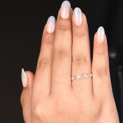 Anillo de cadena de diamantes de plata de ley 925 - cadena cuadrada banda infinita para mujer - Imagen 2 de 12