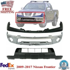 Front Bumper Chrome + Upper Cover + Lower Valance For 2009-2017 Nissan Frontier