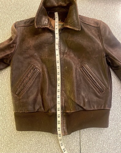 VTG 1940’s Horsehide California Brown Leather Bomber Jacket Xs - Picture 5 of 18
