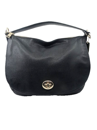 New COACH Large Pebbled Leather Saddle Bag, Handle & Detachable Strap, 12" x 12"