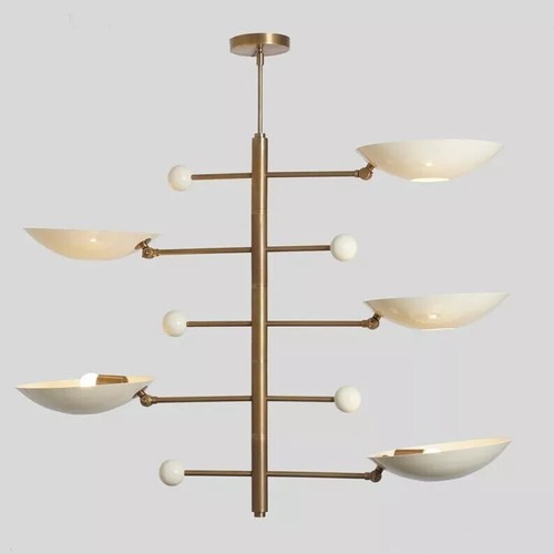 Chandelier Five Metal Shade Mid Century Ceiling Pendant Light Fixture Sconce - Picture 4 of 7