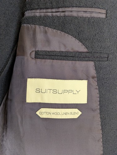 SUITSUPPLY Havana Patch Cotton Blend Blazer, Navy, Size 40 R (50 EU) FITS 38 - Picture 6 of 9