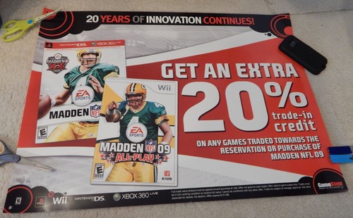 Madden 09 Video Game Stop Promo Display Poster HUGE 33" X 24" 20 % SALE SIGN! - Photo 1/10