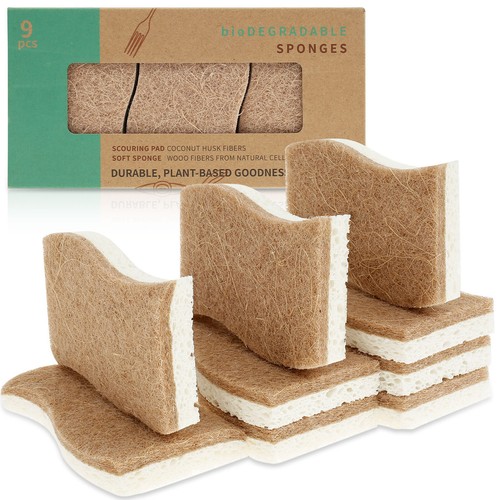 9Pcs Natural Sponges Non Scratch Scrub Sponges Efficient Cleaning Scrubber guRgB - Picture 8 of 12