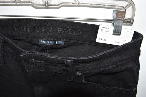 Neu American Eagle Patched Slim AirFlex + Distressed schwarze Herrenjeans Größe 34 x 36 - Bild 6 von 11