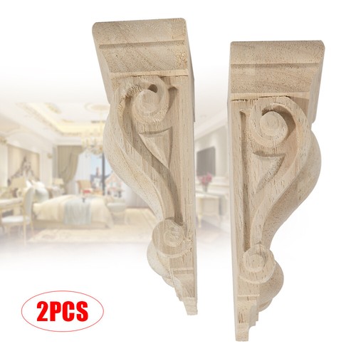 2 X Corbels Wooden Corbel Wood Timber Carved Corner Supports Raw - Picture 3 of 12