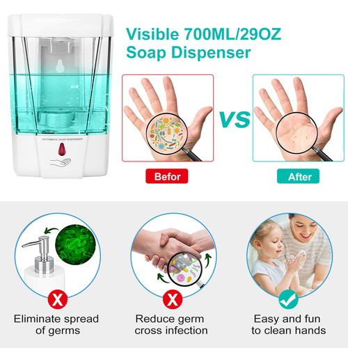 700ML Automatic Soap Dispenser Sanitizer Handfree IR Sensor Touchless Wall Mount - Picture 4 of 10