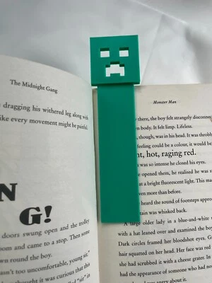 SPARROW SALE 3D Printed Creeper Bookmark Minecraft inspired, Gift, Books, Gaming, Game, Kids