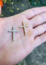 1ctw Diamond Cross Pendant 14k White or Yellow Gold Lab Grown E-F VS 