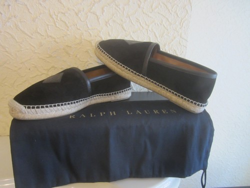Ralph Lauren Purple Label Bowsworth Suede-Leather Trimmed Logo Men's Espadrilles - Picture 12 of 12