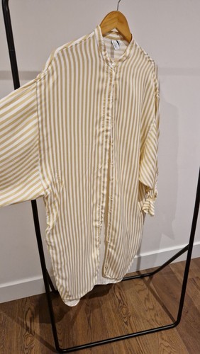& Other Stories Beige Striped Long Beach Shirt Size 44 UK 16 - Picture 2 of 9