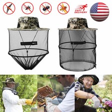 Mosquito Head Net Hat Sun Cap Bucket Hat with Hidden Net Mesh Mask for Men women