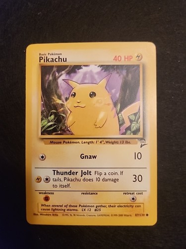 Pokémon TCG Pikachu Base Set 2 87/130 Regular Unlimited Common - Picture 1 of 2