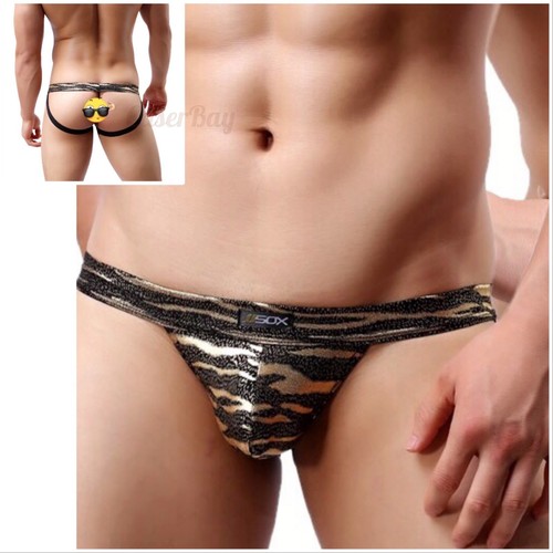 Nuevo Para hombres Lencería Sexy Calzoncillos Leopardo Tanga Bolsa Correa Ropa Interior Ropa de noche - Imagen 2 de 13