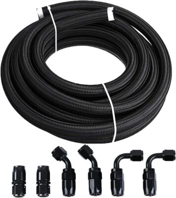 10Ft 6An Nylon Braided Fuel Line Kit With Fittings For High Pressure Applicat...