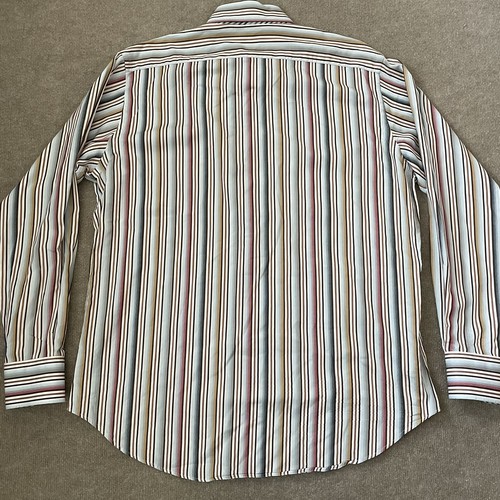 Thomas Dean Shirt Mens XL Striped 2 Button Collar 100% Cotton Dress Shirt - Picture 10 of 10
