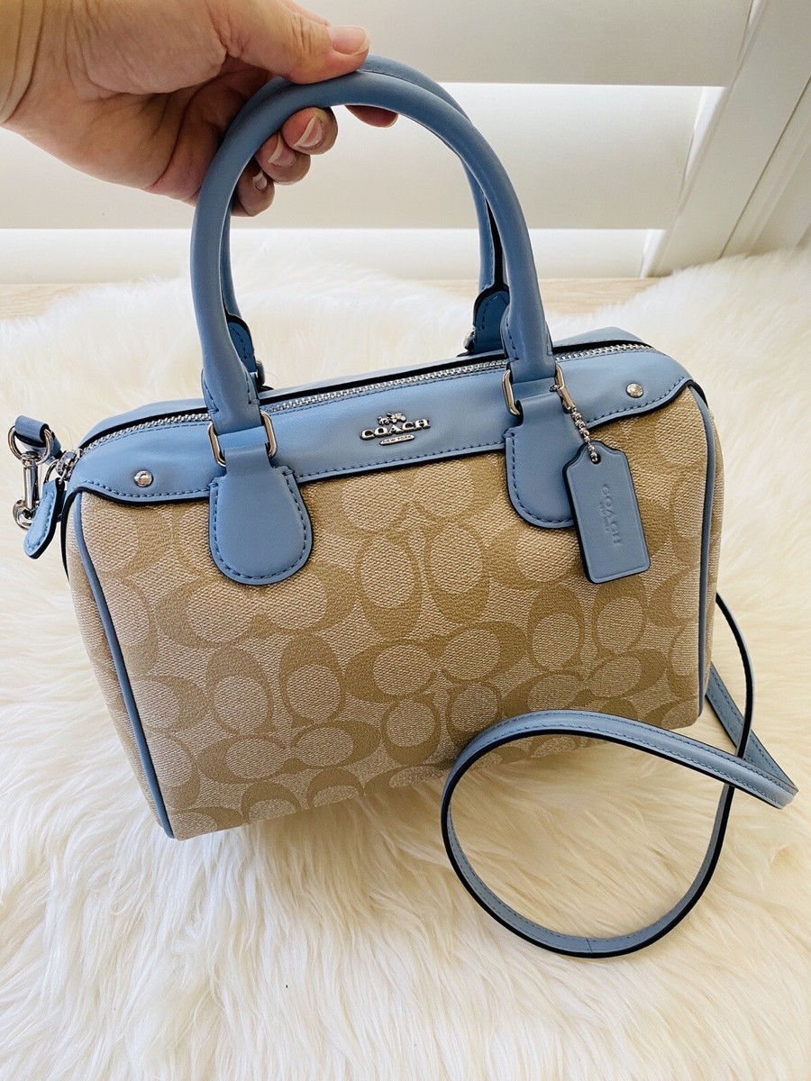 APLAZE  Coach Mini Bennett Satchel In Signature Khaki Blush F58312