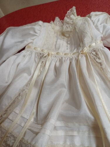 True Vintage Antik? Langes elfenbeinfarbenes Spitzen Taufkleid Taufe Newborn SCHÖN - Bild 12 von 24