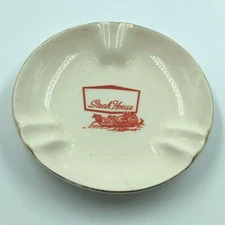 Vintage Ceramic Ashtray Stagecoach Steakhouse Advertising Horses Mancave