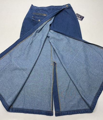 NWT VTG Denim Blue Jean Wrap Midi Skirt Size 10 28” W Boho Prairie 90s Y2K Retro - Picture 2 of 14