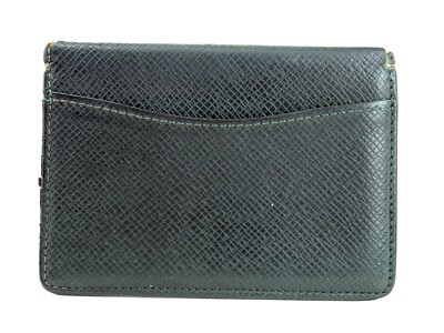 Auth Louis Vuitton Taiga Green Leather Card Case Organizer