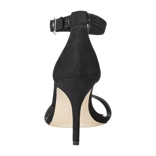 Betsey Johnson Brodway Black Satin Crystal Ankle Strap Heel Pumps 7.5 NWOB  - Picture 2 of 7