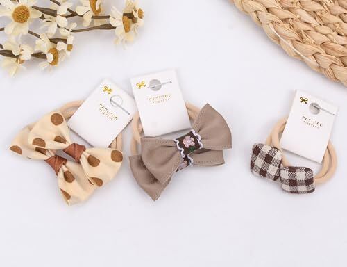 10 pairs Hair Ties With Bows 1.2 Inch Small Ponytail Holders Pigtails Elastic... - Picture 6 of 8