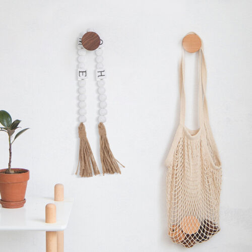 Wood Bead Garland Decorative Beads Home Decor Bead String With Tassels Wall - Picture 2 of 12
