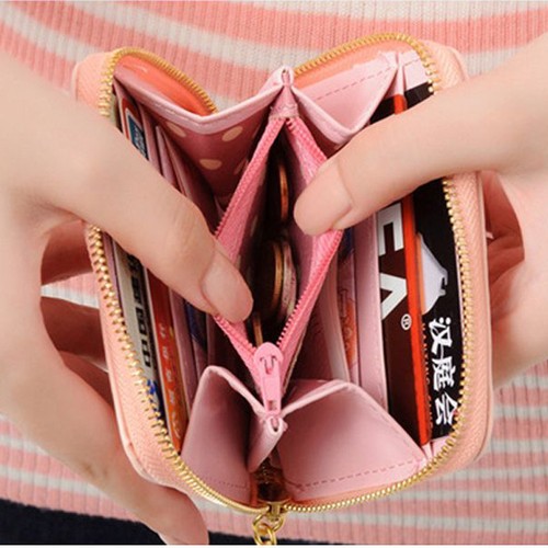 Womens Leather Zip Wallet Coin Purse Clutch Handbag Small Mini Card Holder Case - Picture 4 of 12