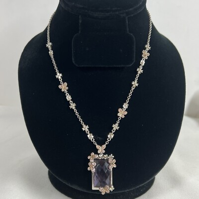 #ad Ross Simons Necklace Sterling Silver 925 Pink Stone Butterfly 20” HSN $109.00