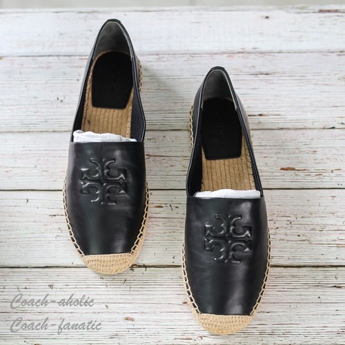 Neu im Karton Tory Burch Everly Logo Nappaleder Espadrille flache Schuhe in Schwarz Größe 8 - Bild 5 von 11