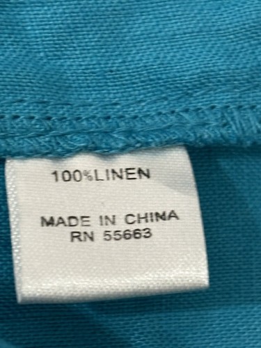 For Cynthia Woman Linen Tunic Blouse Front Pocket Sky Blue Size 2X - Picture 8 of 11